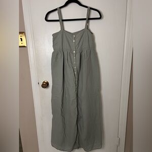 NATURAL LIFE GRAY/SAGE GREEN BUTTON FRONT MAXI DRESS SIZE SMALL